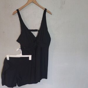 Holipick Women’s Plus Size Black Tankini Set Size 24W, Elegant & Flattering, NWT